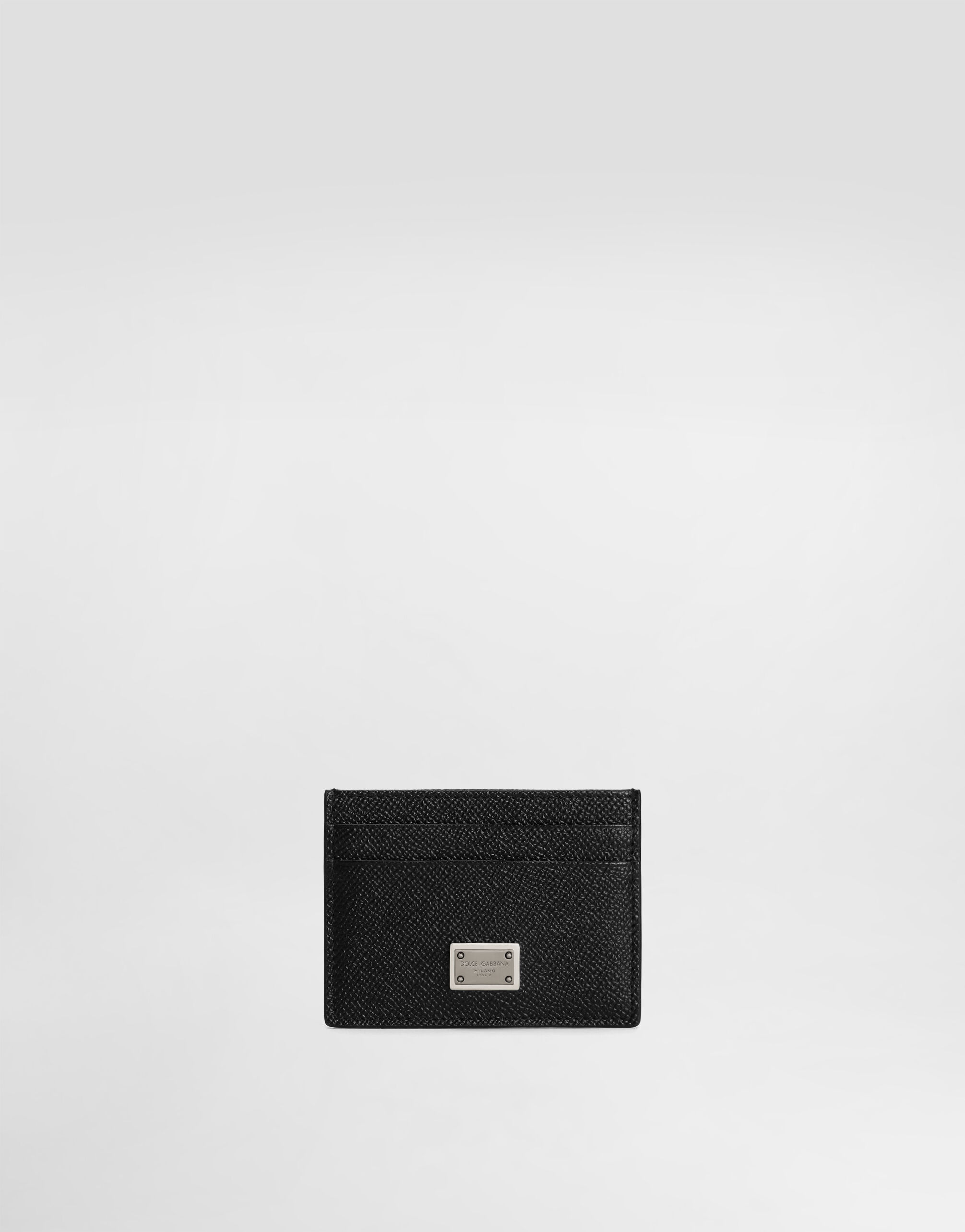 Dolce & Gabbana Calfskin card holder with branded plate Black BP0330AW576