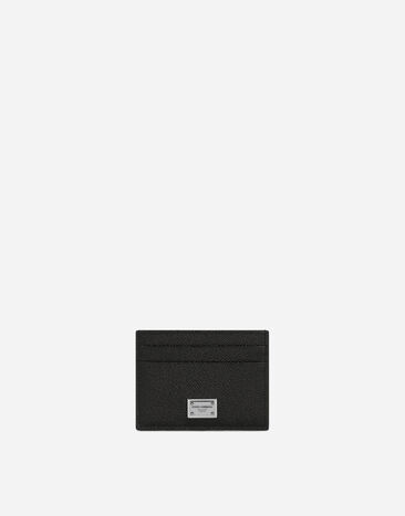 Dolce & Gabbana Calfskin card holder with branded plate Black BP3287AG218