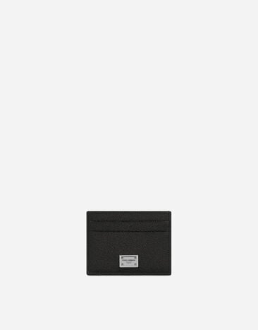 Dolce&Gabbana 로고 플레이트 장식 카프스킨 카드 홀더 블랙 G8PL4TG7F2H