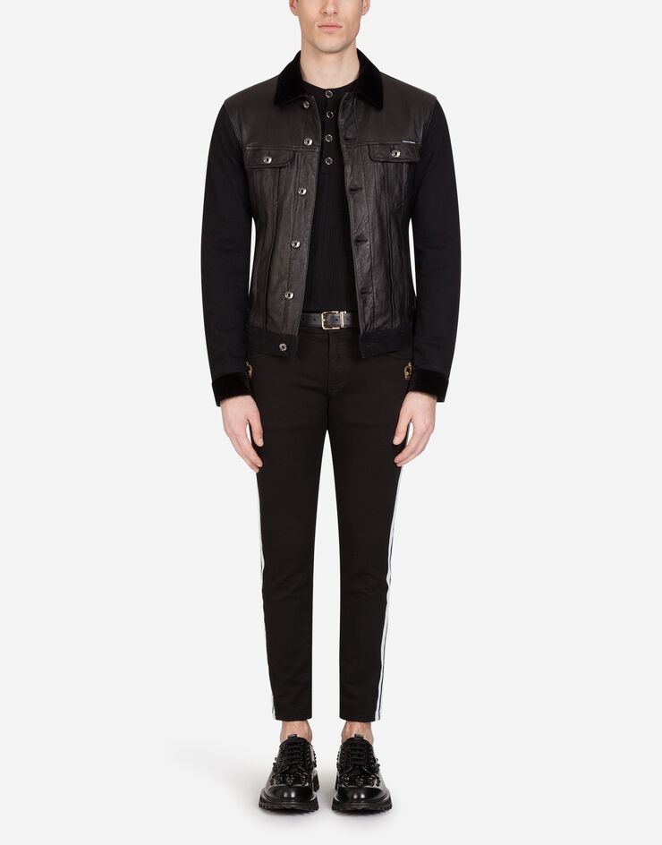 Dolce & Gabbana LEATHER AND STRETCH DENIM JACKET Dolce & Gabbana LEATHER AND STRETCH DENIM JACKET NERO G9RG0DG8BU3