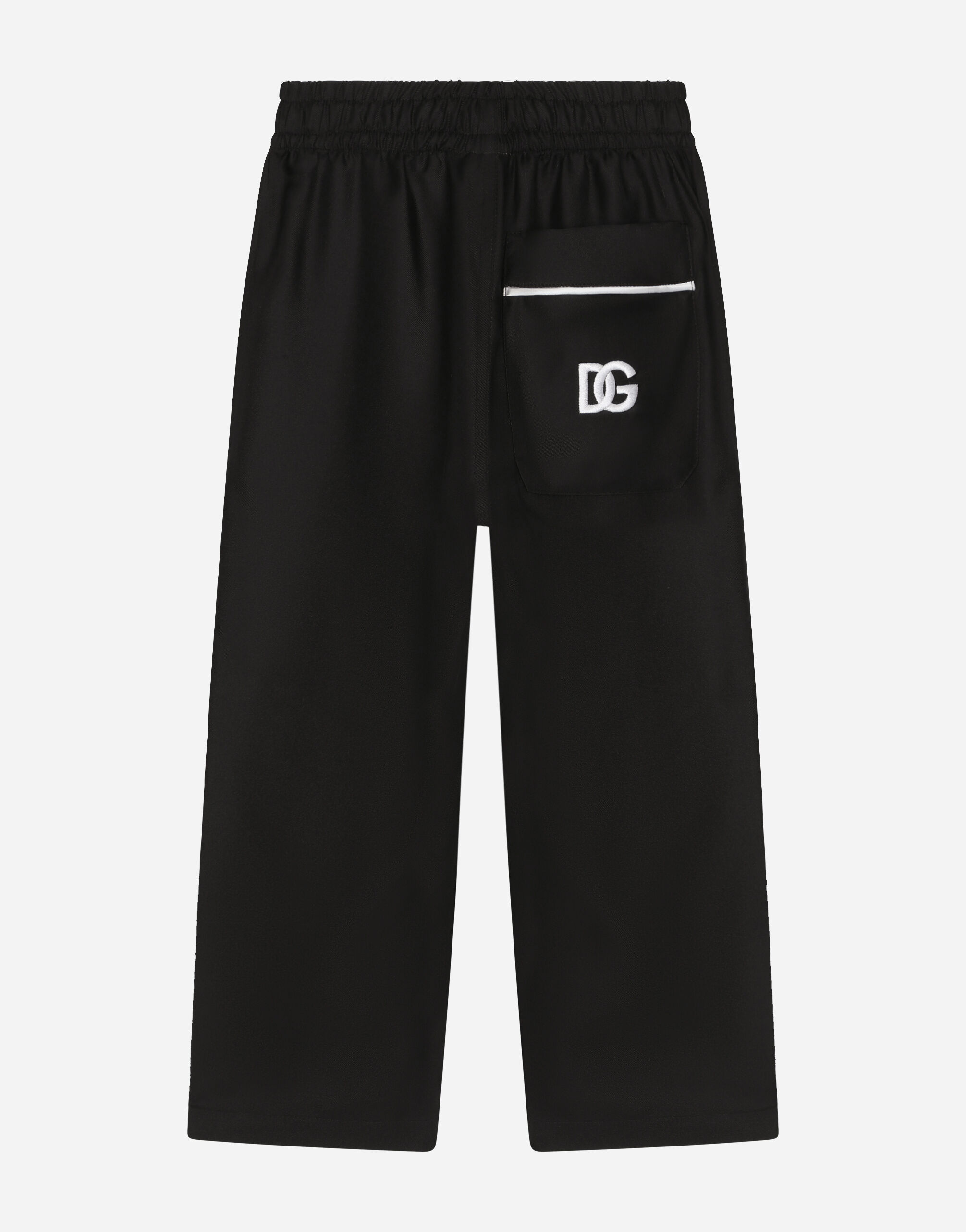 Silk twill pajama pants with DG embroidery in Black for Boys | Dolce&Gabbana®  US