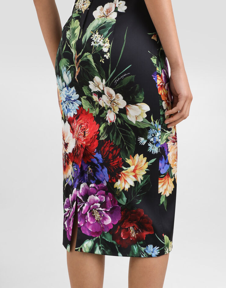 Dolce & Gabbana Kleid aus Satin mit Blumenprint Drucken F6EAWTFSIB3