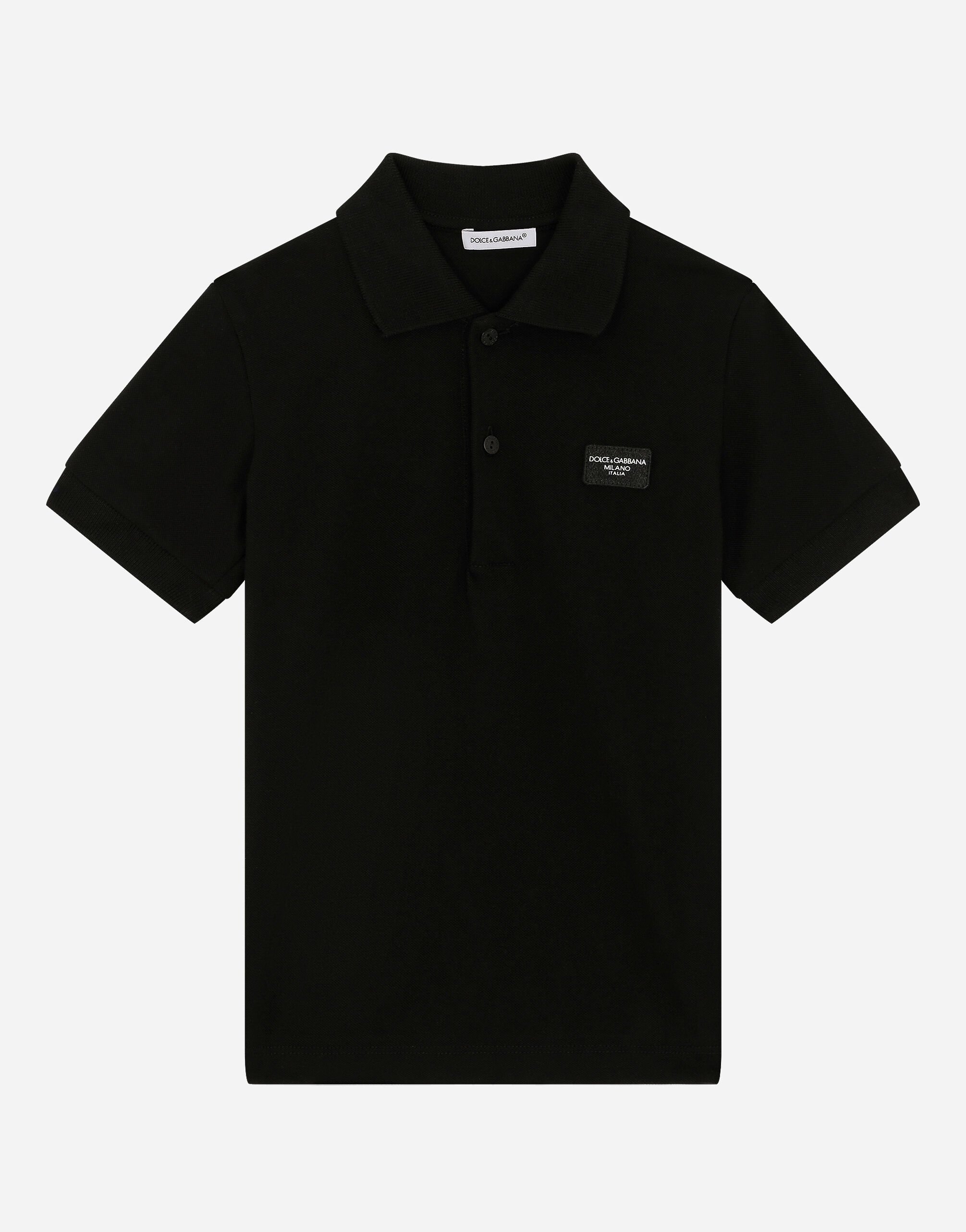 Pique polo shirt with logo tag