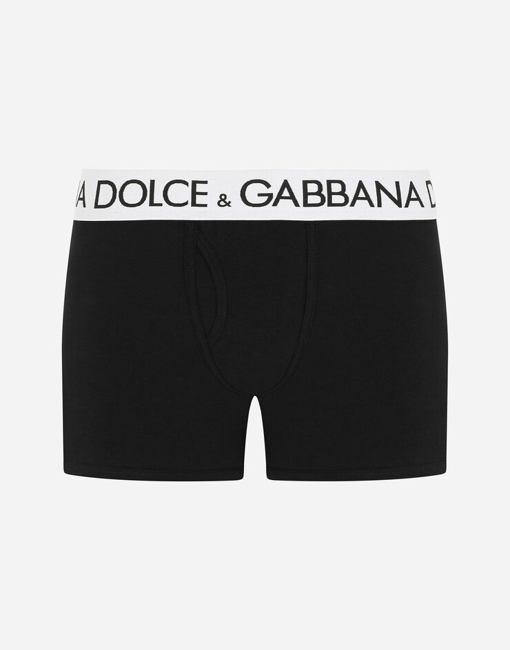 Dolce & Gabbana Bóxer largo en punto de algodón bielástico Negro M4B98JONN97