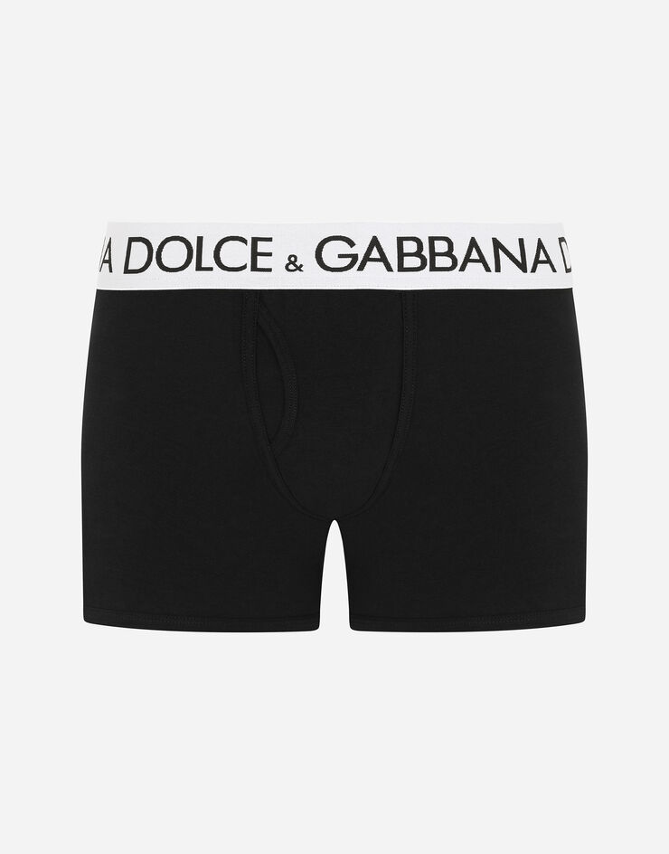 Two-way-stretch cotton jersey long-leg boxers in Black for