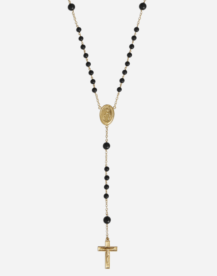 Rosary necklace in GOLD BLACK for Men Dolce Gabbana