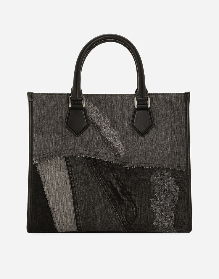 Dolce&Gabbana حقيبة سوق دنيم رقع صغيرة أسود BM2272AQ437