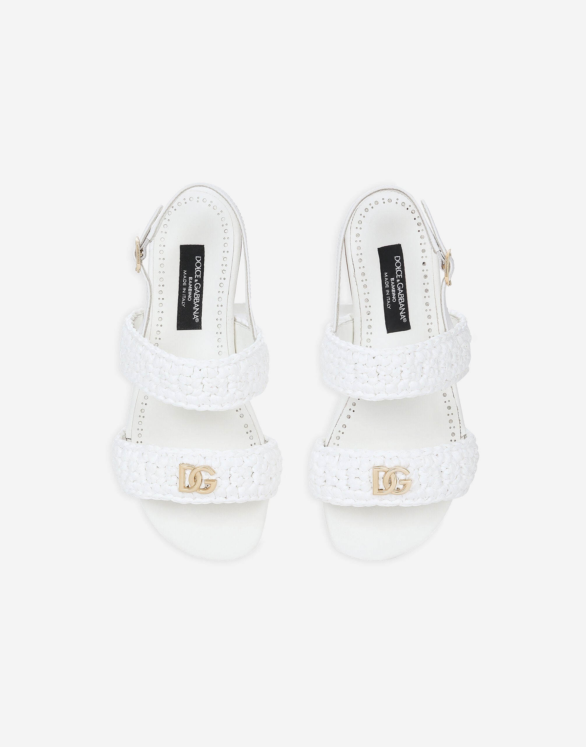 Whiteのガールズ Calfskin sandals with crochet detailing