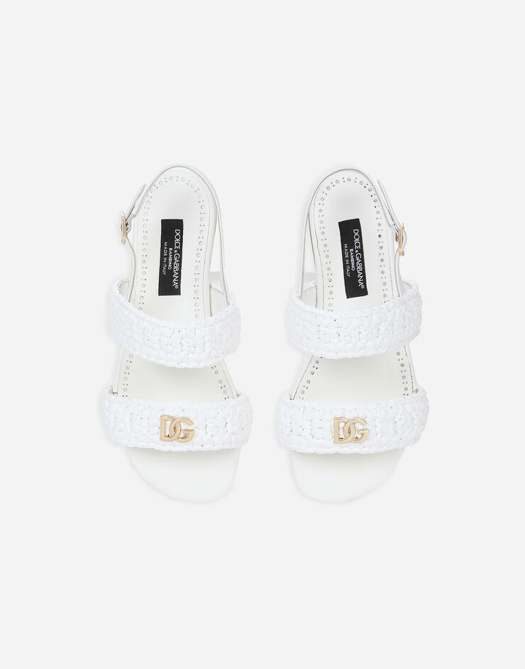 Dolce & Gabbana Calfskin sandals with crochet detailing White D10819AD693