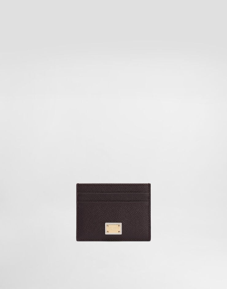 Dolce & Gabbana Calfskin card holder with branded plate Bordeaux BI0330A1001