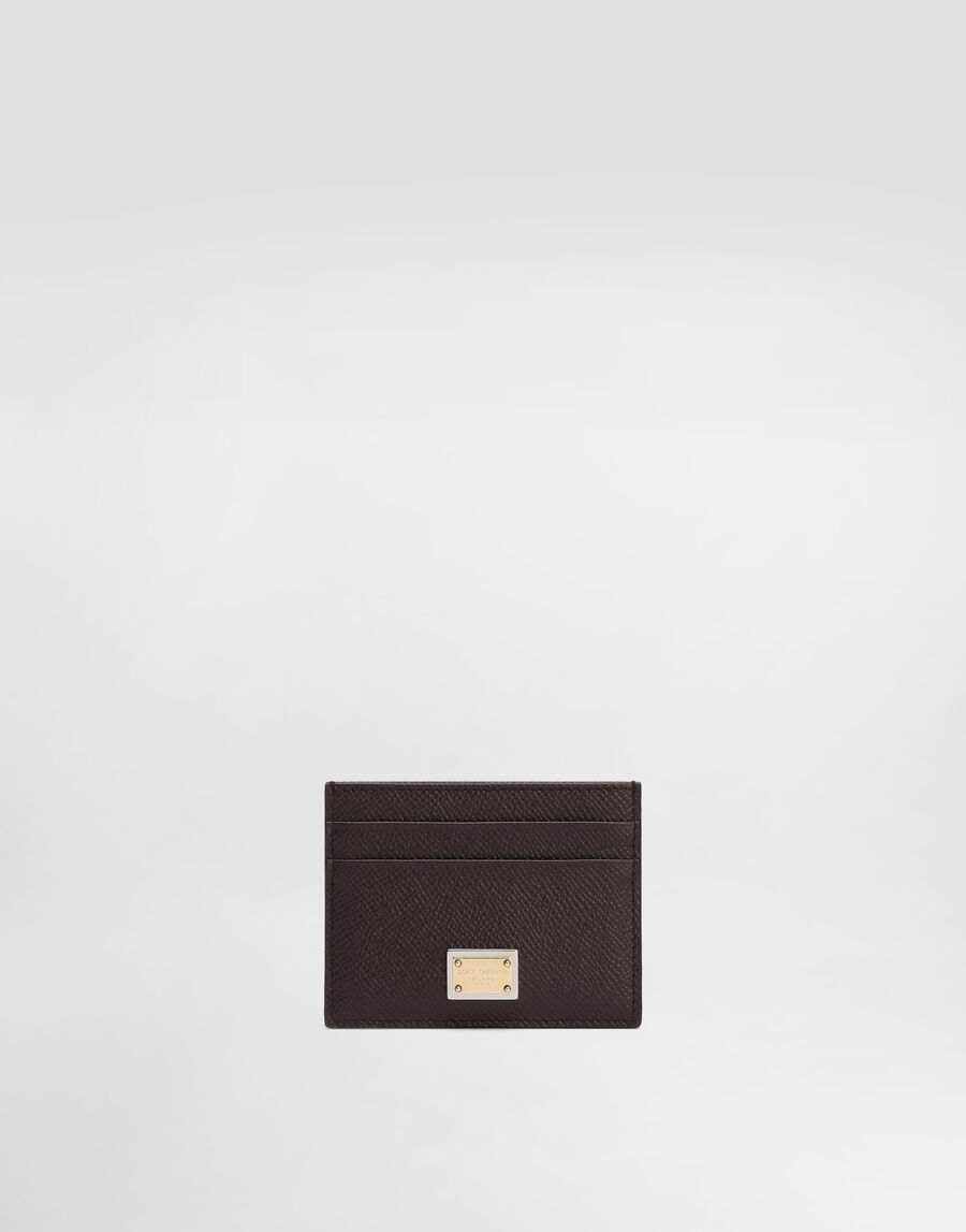 Calfskin card holder with branded plate