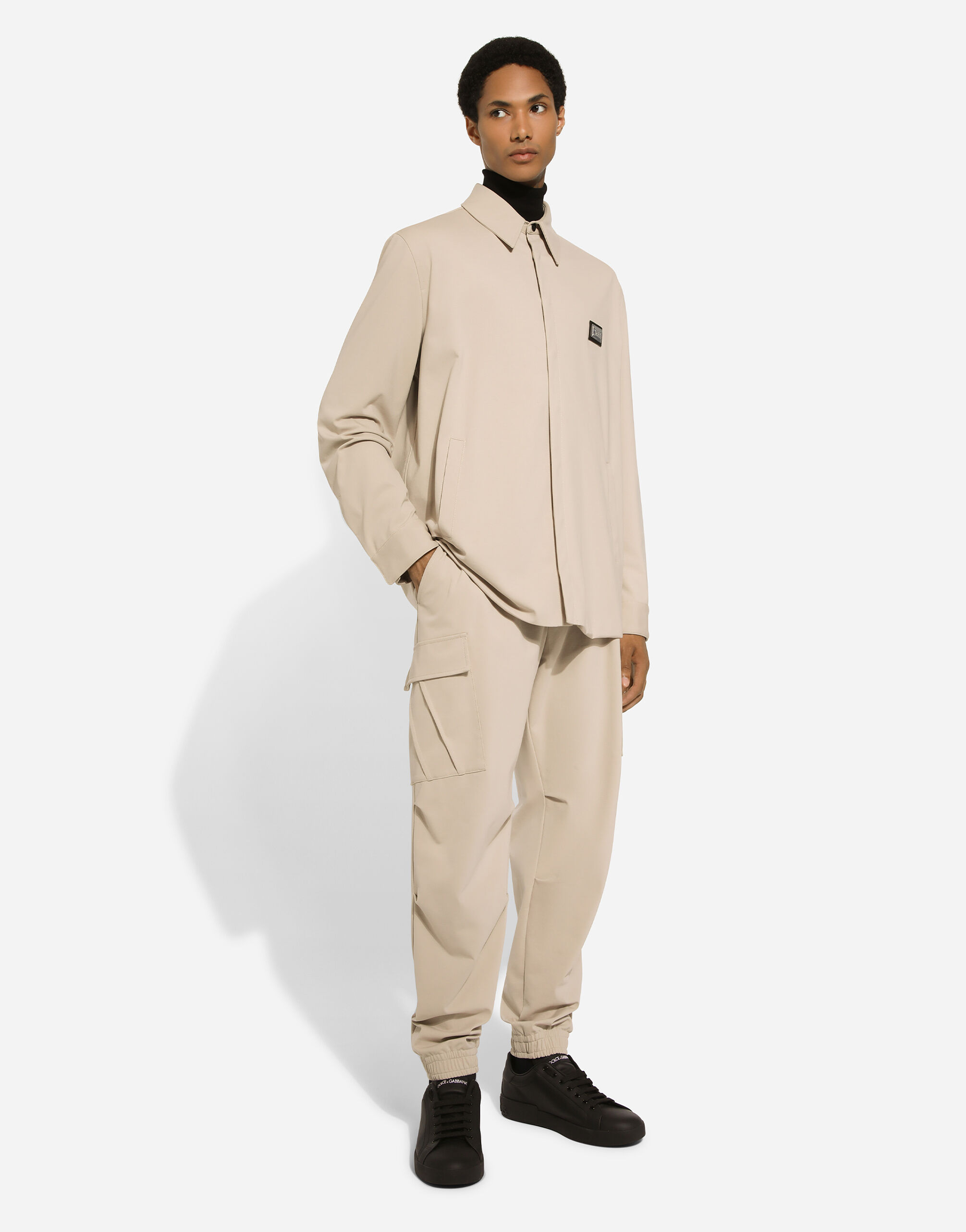 Technical fabric shirt with tag in Beige for Men