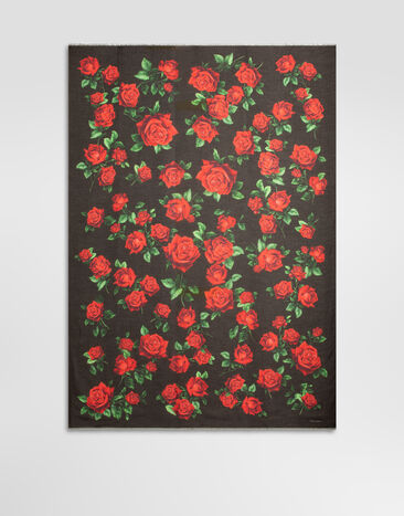 Dolce & Gabbana Stola 135x200 aus kaschmirmix mit rosenprint Multicolor FS184AGDDW5