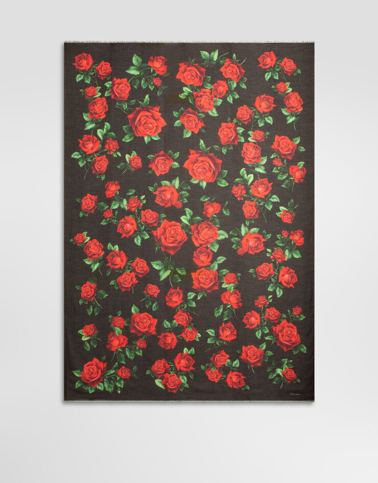 Dolce & Gabbana Stola 135x200 aus kaschmirmix mit rosenprint Multicolor FS184AGDDW5