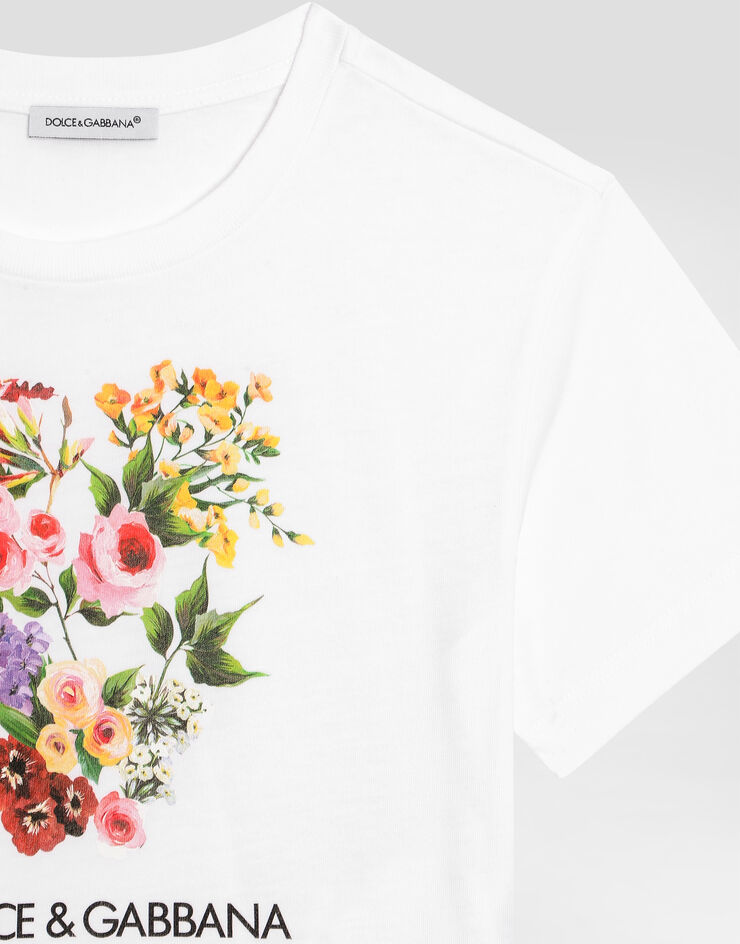 Dolce & Gabbana Jersey T-shirt with mixed floral print Blanco L5JTHWG7M1Y