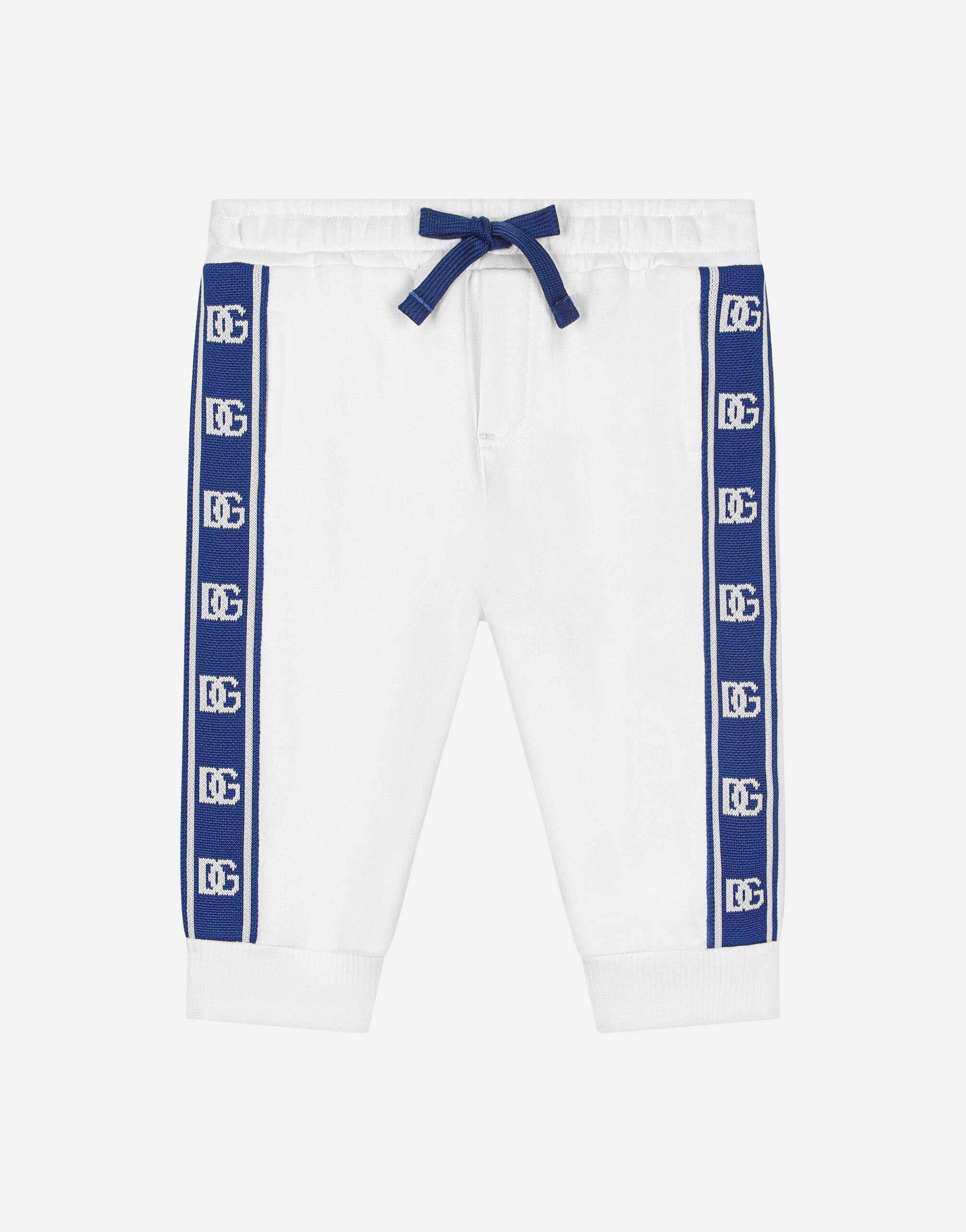 Dolce & Gabbana Jersey jogging pants with DG logo band White L13P99FU1A9