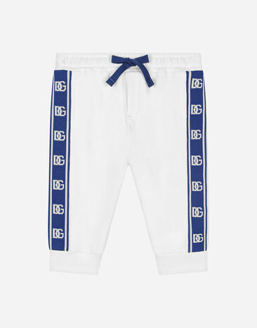 Dolce & Gabbana Jersey jogging pants with DG logo band White L13P99FU1A9