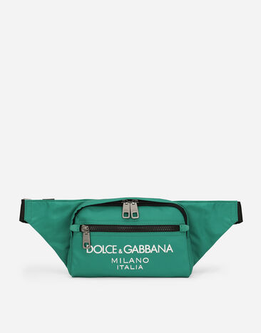 Dolce&Gabbana Gürteltasche aus Nylon mit gummiertem Logo Blau GW3JATFUFJR