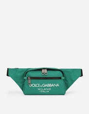 Dolce & Gabbana Small nylon belt bag with rubberized logo Black BM2295AG182