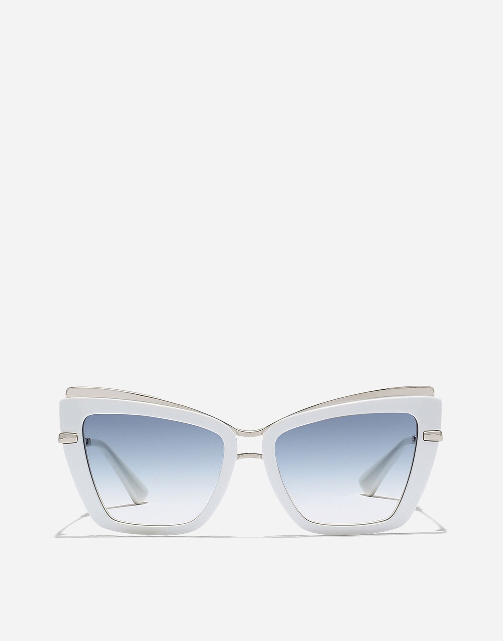 Metal print sunglasses in White on blue maiolica for Women | Dolce&Gabbana®  US