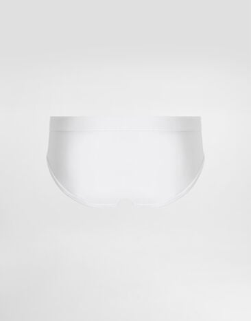 Dolce & Gabbana Swim briefs with high-cut leg and branded plate White M4A76JONO05