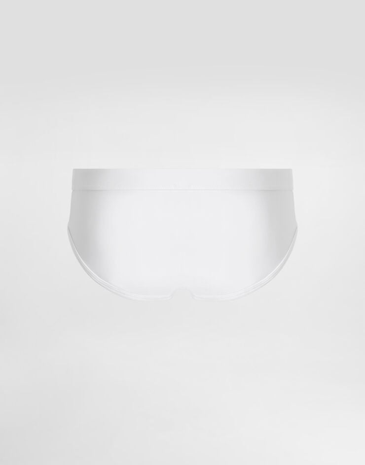 Dolce & Gabbana Hohe Badehose mit Logoplakette Dolce & Gabbana Hohe Badehose mit Logoplakette Weiss M4A76JONO05