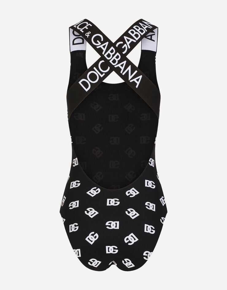 Dolce & Gabbana One-piece swimsuit with all-over DG logo print Multicolor O9B89JFSG1W