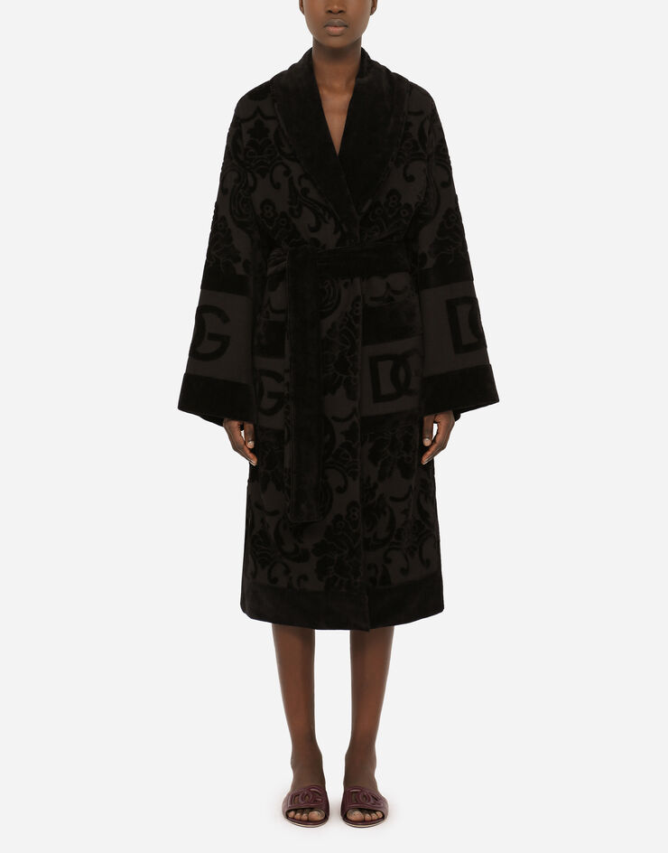 Dolce & Gabbana Bath Robe in Terry Cotton Jacquard Multicolor TCF009TCAGM