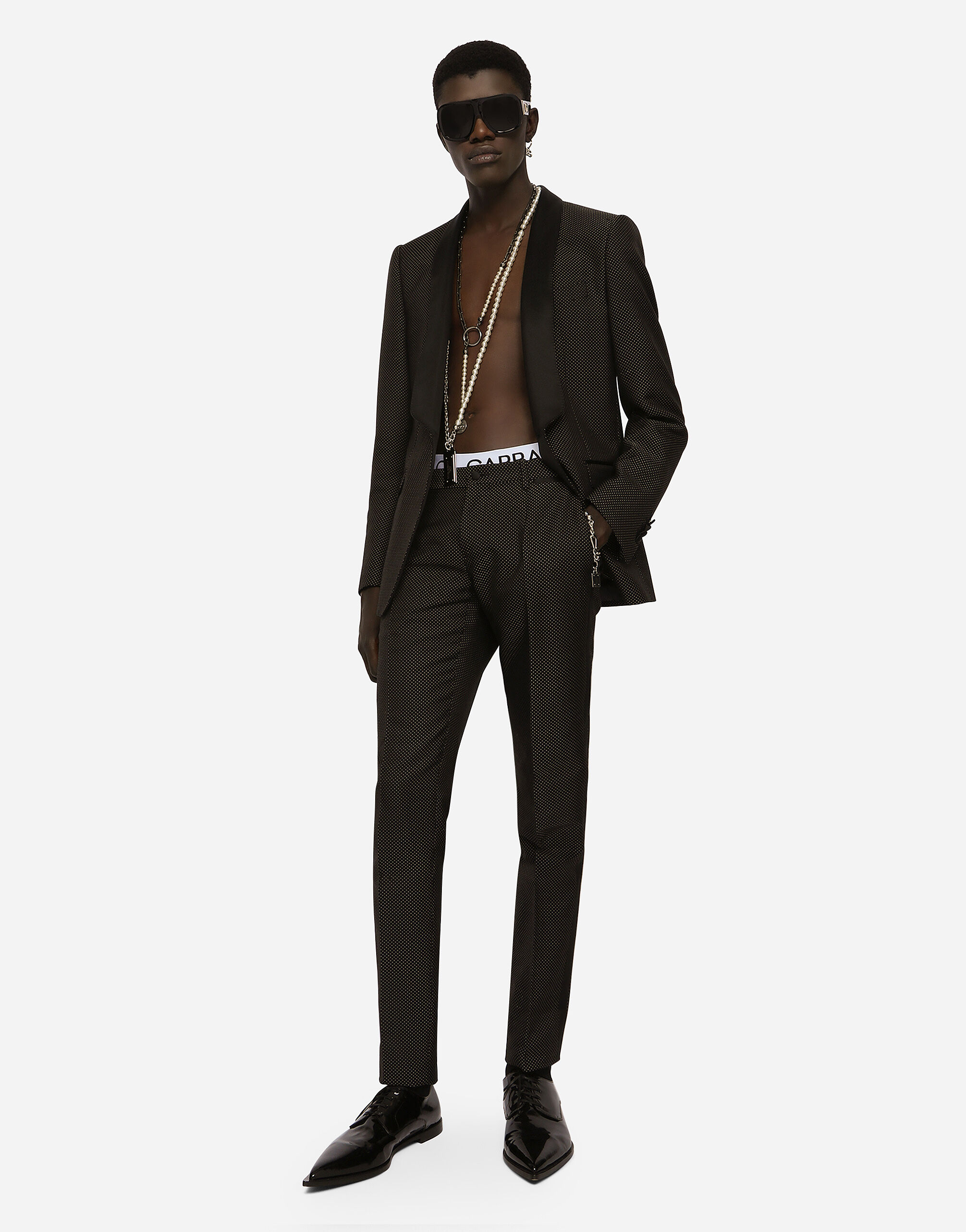 Stretch wool Martini-fit tuxedo suit in Multicolor for Men