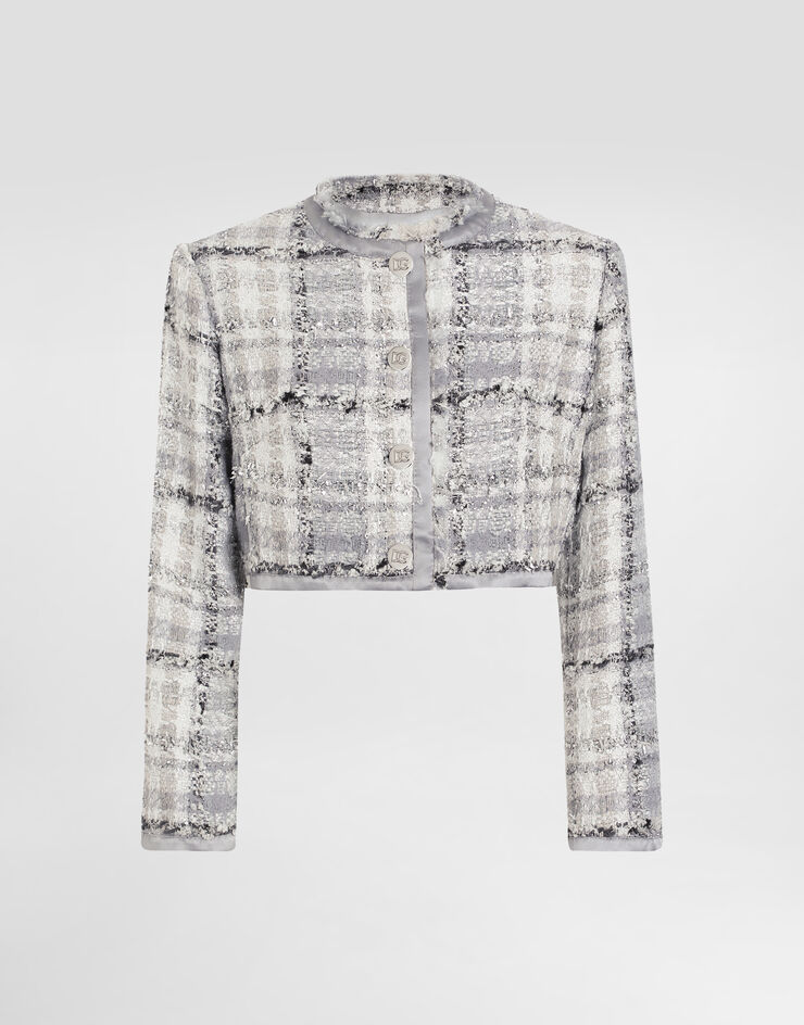 Dolce & Gabbana Short check lurex raschel tweed jacket Multicolor F27DQTFQZAE