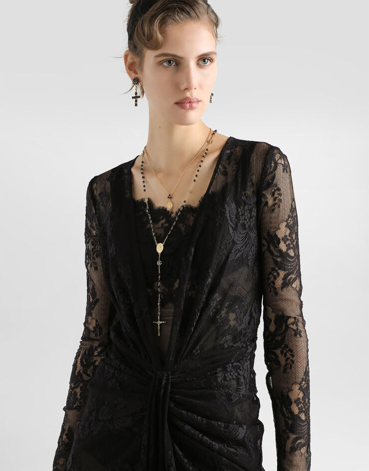 Dolce & Gabbana Vestido de encaje floral Negro F6TOITFLUCP
