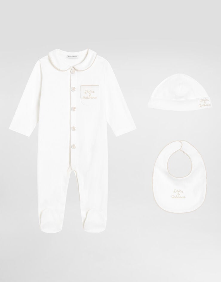 Dolce & Gabbana 3-piece interlock gift set with embroidery White L1JOCCG7PTB