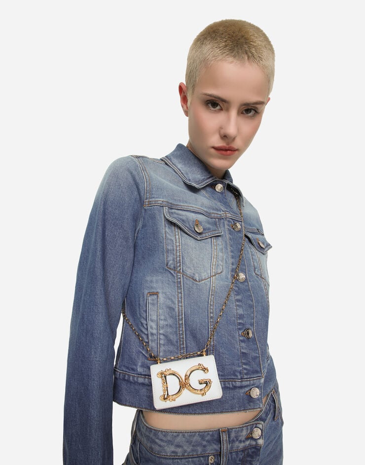 Dolce & Gabbana Micro bag DG Girls aus glattem kalbsleder WEISS BI1398AW070