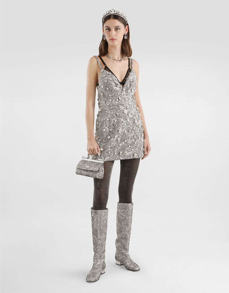 Dolce & Gabbana Brocade dress with embroidery Multicolor F6TZOZGDDG9