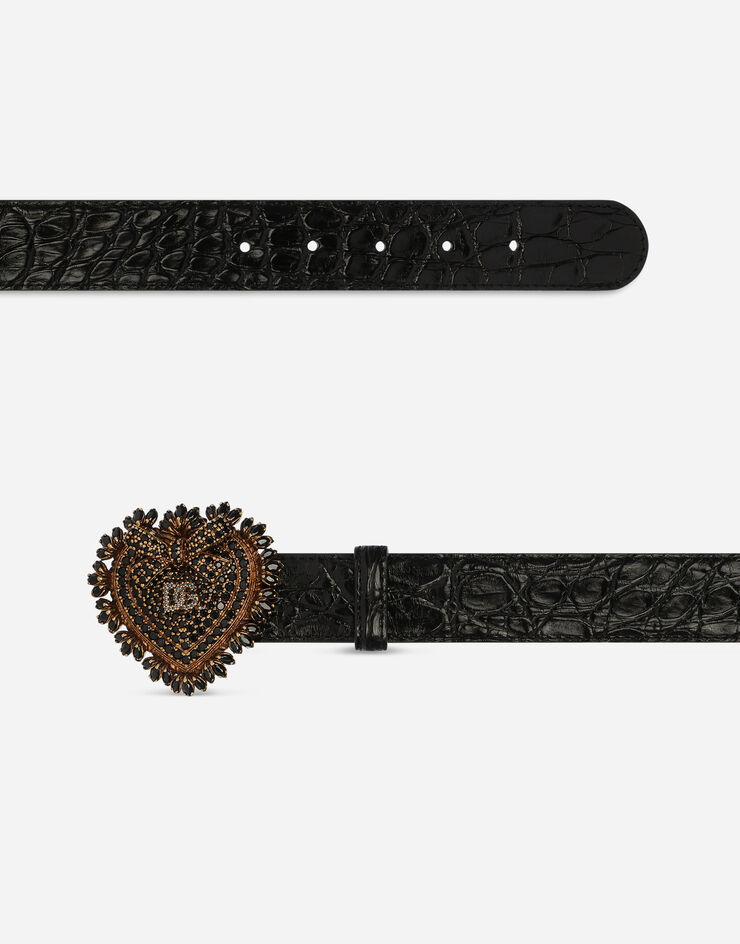 Dolce & Gabbana “Fianchi cocco” crocodile skin Devotion belt Black BE1506A2X94