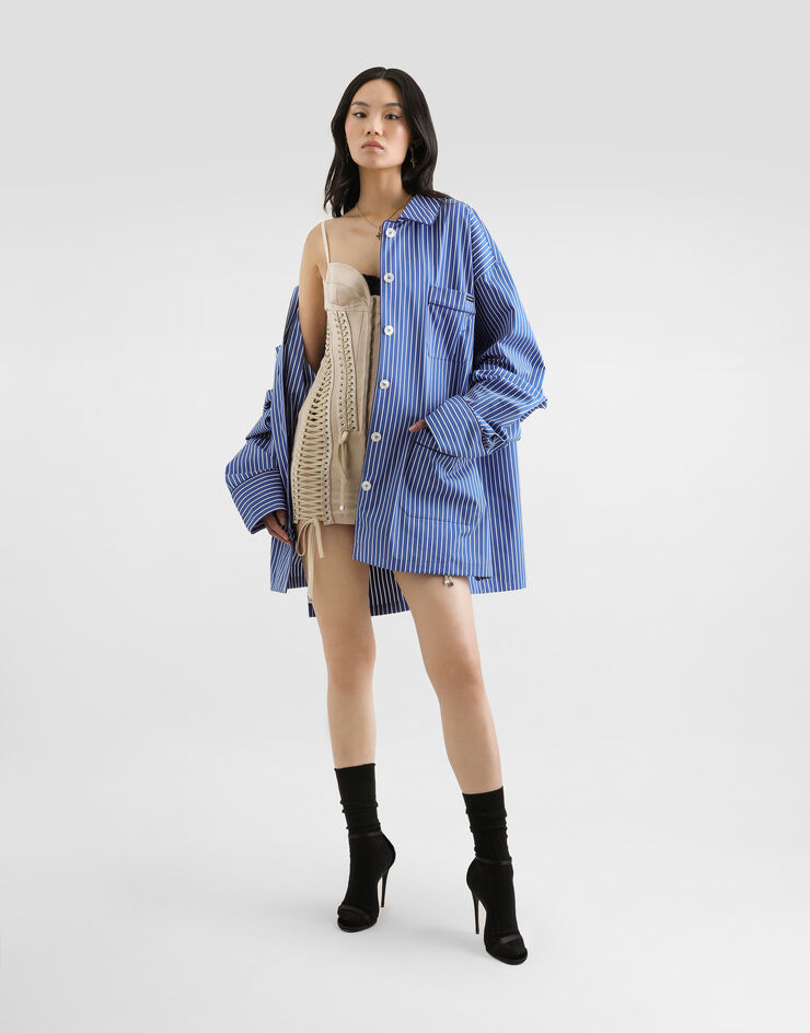 Dolce & Gabbana فستان من ساتان دوتشيس بقصّة بالكونيت Pink F617CTFU1KM