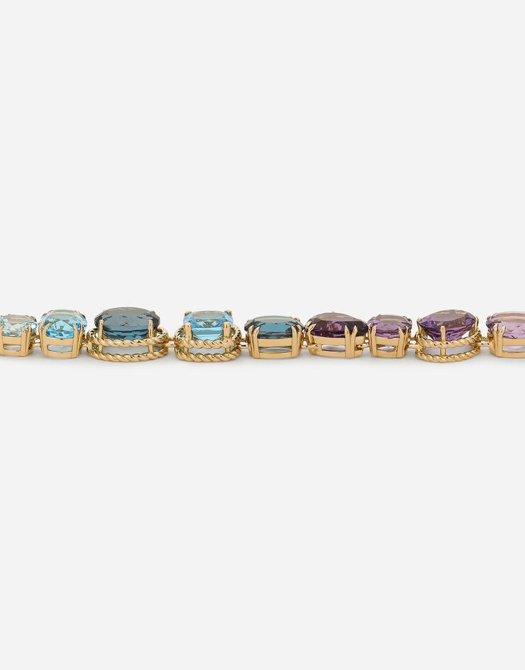 Dolce & Gabbana Sautoir-Halskette Rainbow aus 18-karätigem Gelbgold mit mehrfarbigen Edelsteinen Gold WNMB1GWMIX1