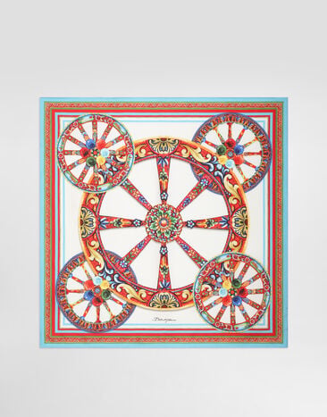 Dolce & Gabbana Foulard 70x70 en twill de seda con estampado carretto Multicolor FN092RGDDU4