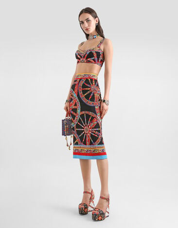 Dolce & Gabbana توب بوستيه من شارموز بطبعة كارّيتّو Multicolor F7Y28ZGDDVH