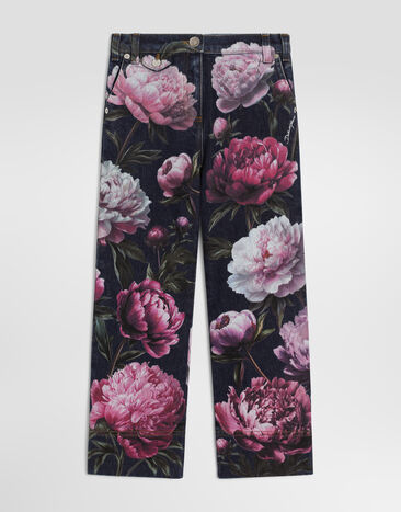 Dolce & Gabbana Peony-print denim trousers Multicolor L53P49LDE22