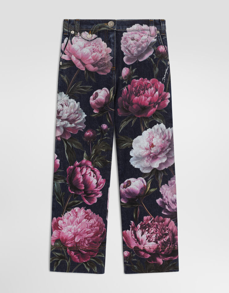 Dolce & Gabbana Peony-print denim trousers Dolce & Gabbana Peony-print denim trousers Multicolor L53P49LDE22