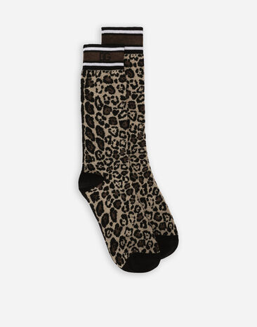 Dolce & Gabbana Leopard-print cotton jacquard socks Black O4A44TON02S
