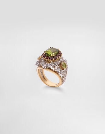 Dolce & Gabbana Eleganza Ring 18-carat white and yellow gold, peridot, garnets and sapphires  WRSA6GWPER1