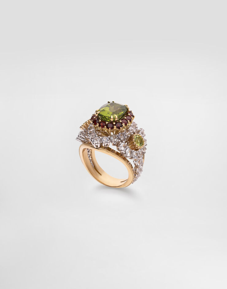 Dolce & Gabbana Eleganza Ring 18-carat white and yellow gold, peridot, garnets and sapphires  WRSA6GWPER1