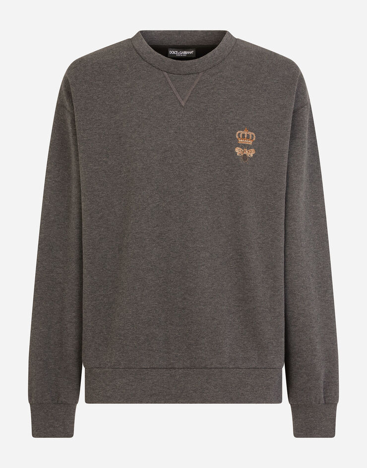 Dolce & Gabbana Sweat-shirt en jersey à broderie Gris G9VA5ZHU7IE