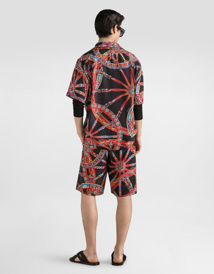Dolce & Gabbana Carretto-print silk jacquard vanity bermuda Multicolor GV37ATIS132