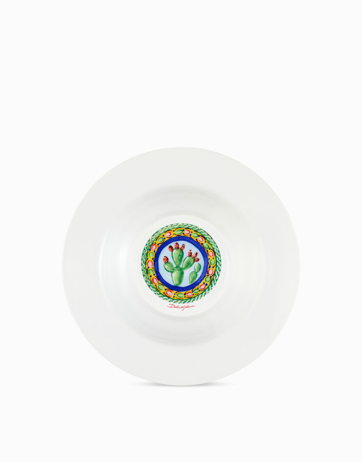 Dolce & Gabbana Set 2 Soup Plates in Fine Porcelain Multicolor TC0S05TCA07