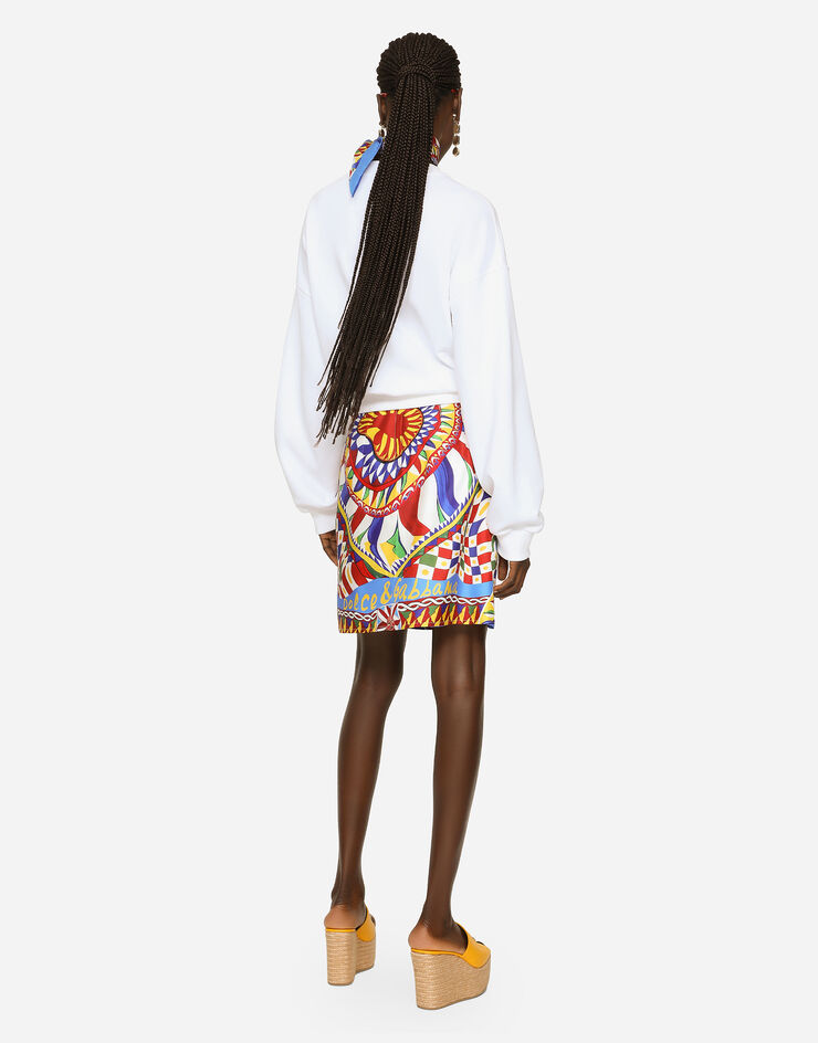 Dolce&Gabbana Short Carretto-print twill skirt Multicolor F4CHDTHI1MJ