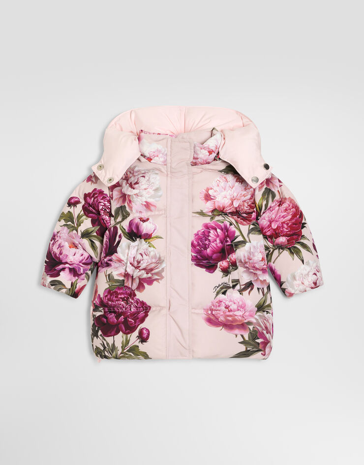Dolce & Gabbana Puffer jacket in peony-print nylon Multicolor L2JBS6G7QYY