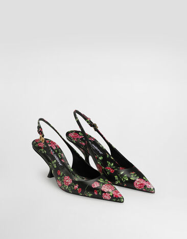 Dolce & Gabbana Zapato destalonado Lollo en piel de becerro con estampado de rosas Multicolor CG1033AZ046